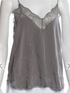 Women’s Gray Lace-Trim Camisole Top with stones never worn